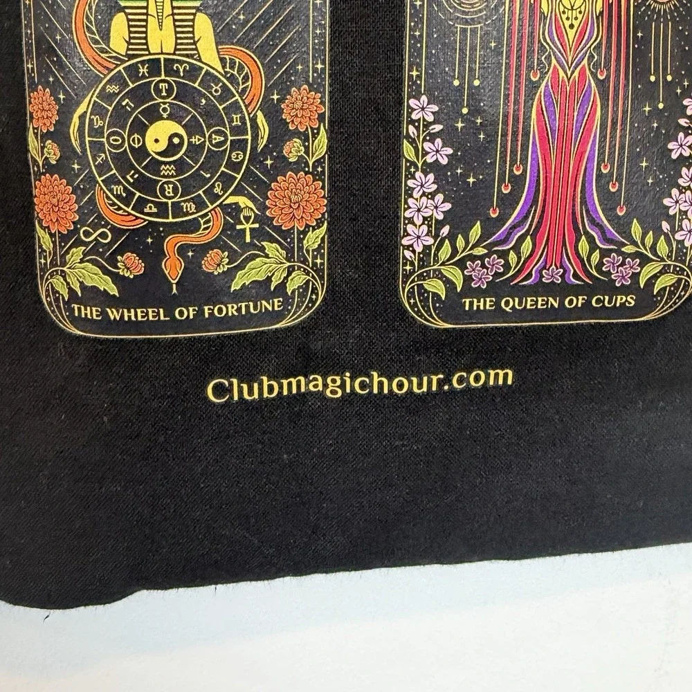 Club Magic Hour Tarot Card Tote Bag Black Cotton Astrology Witchy Occult